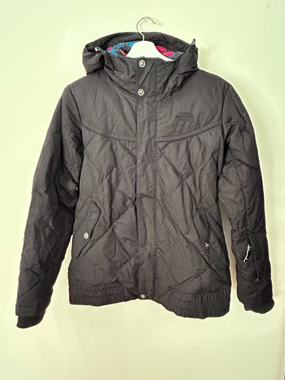 The North Face Cryptic Series 550 Down Ski Jacket Black Quilted Floral Women M